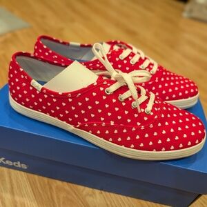 Keds Champion Canvas Heart Print Lace-Up Valentine's NIB 8